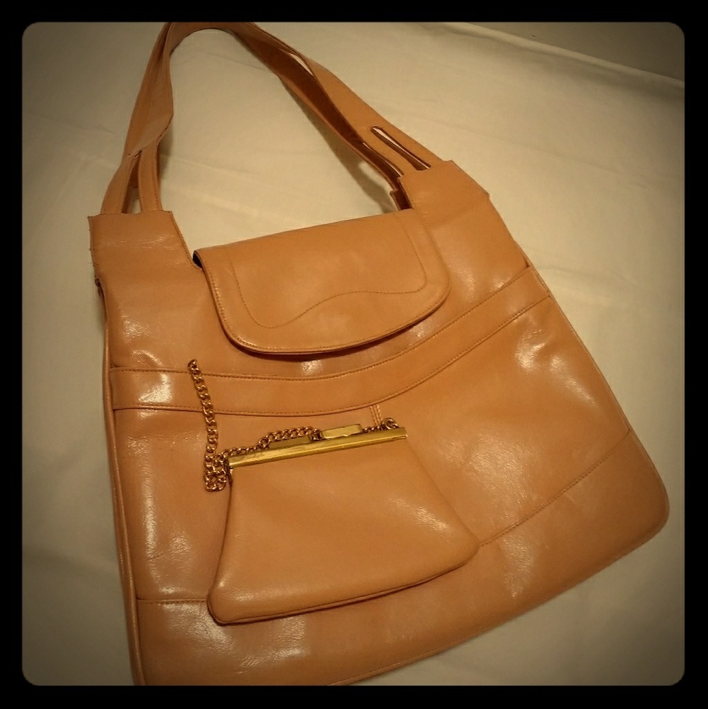 Vintage Lou Taylor LeatherPurse w/Attached Mirror